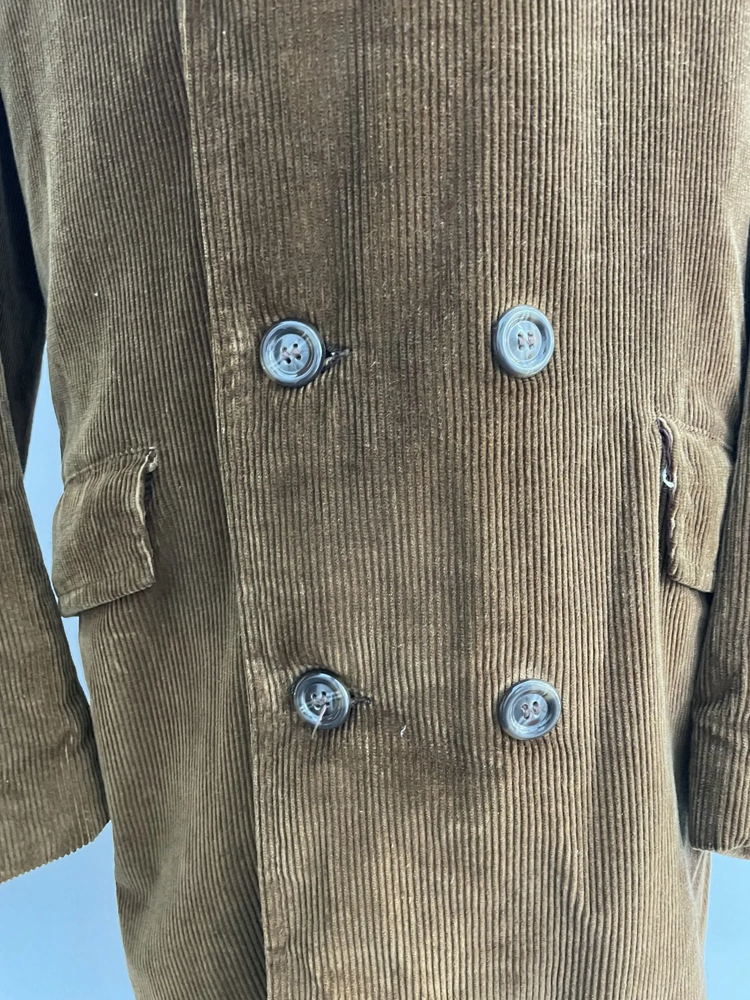 1970s Cord Double Breasted Car Coat - Size M