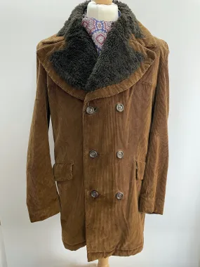 1970s Cord Double Breasted Car Coat - Size M