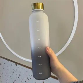 1L Gradient Water Bottle With Time Markers - Grey