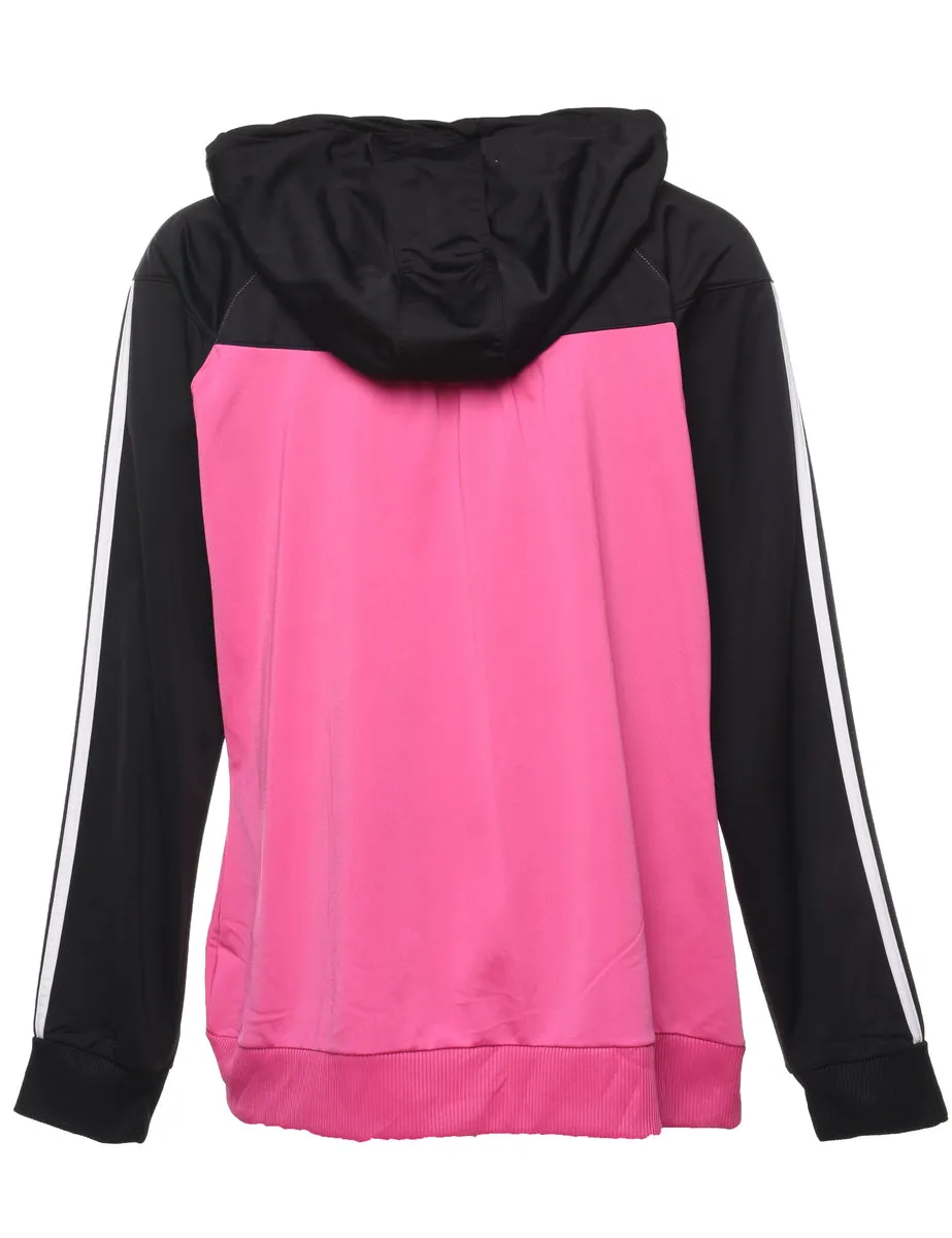 Adidas Hooded Black & Pink Track Top - XXL