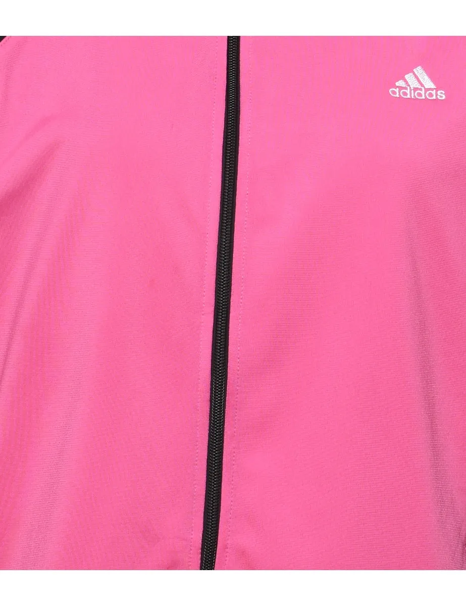 Adidas Hooded Black & Pink Track Top - XXL