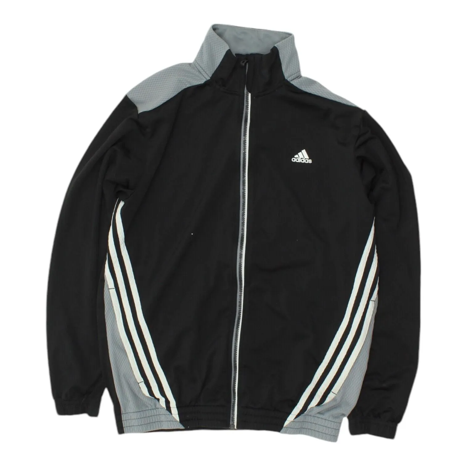 Adidas Mens Black Grey Full Zip Track Jacket | Vintage Tracksuit Top Sportswear