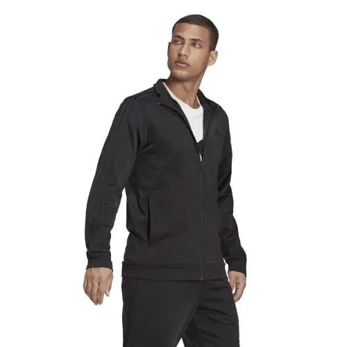 adidas Men's Warm-up Tricot Regular 3-stripes Track Jacket Black/Black Medium