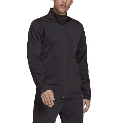 adidas Men's Warm-up Tricot Regular 3-stripes Track Jacket Black/Black Medium