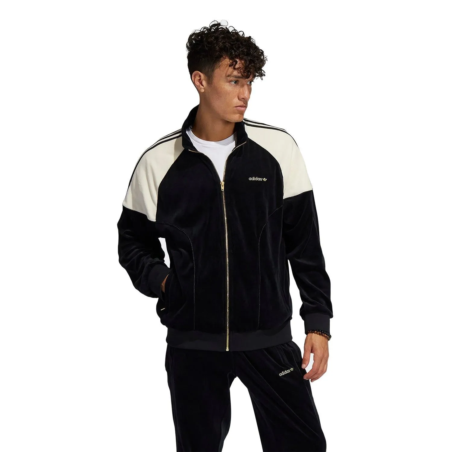 adidas Originals SPRT Firebird Velour Track Top - Black