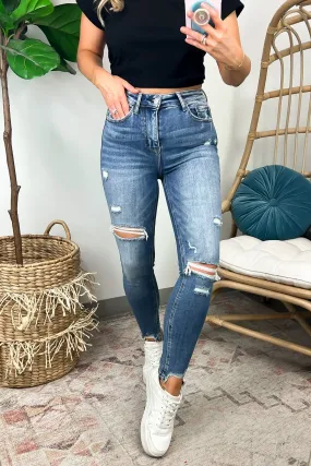 Aleesia High Rise Raw Hem Distressed Skinny Jeans - FINAL SALE