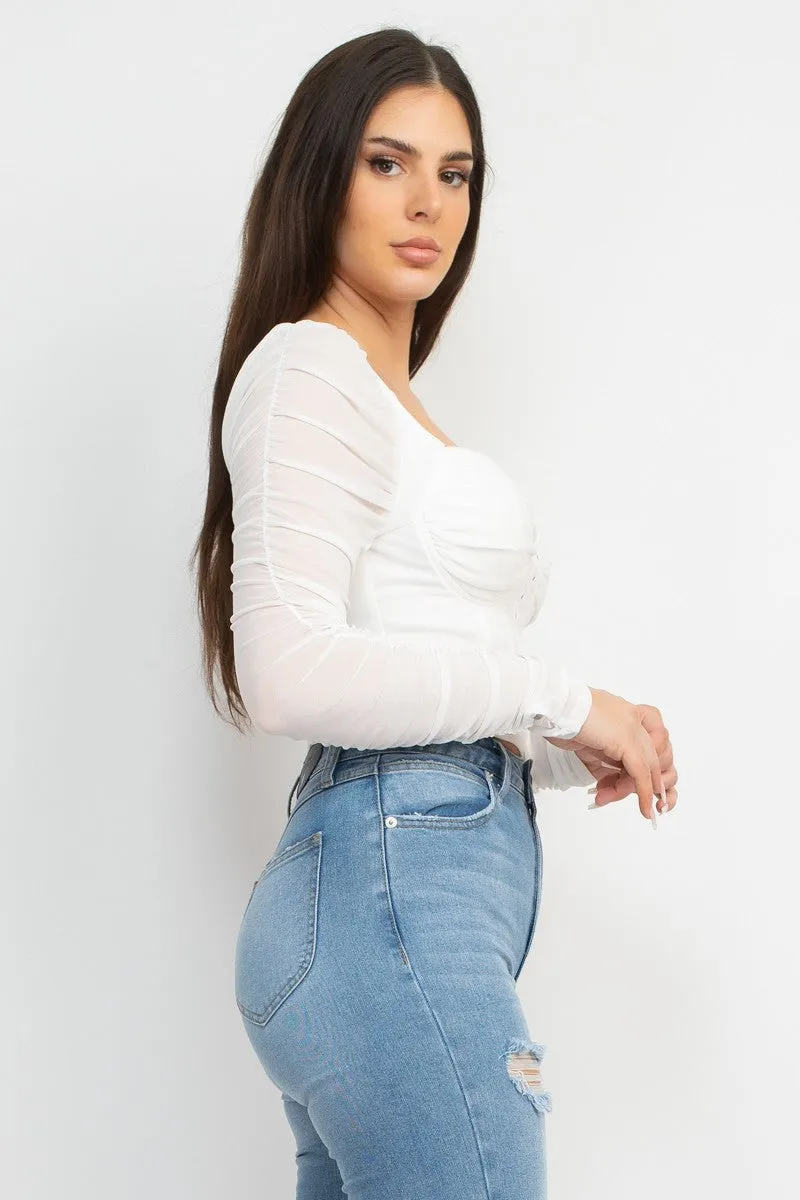 ANGELINA WHITE MESH CORSET TOP