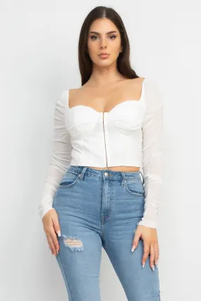 ANGELINA WHITE MESH CORSET TOP