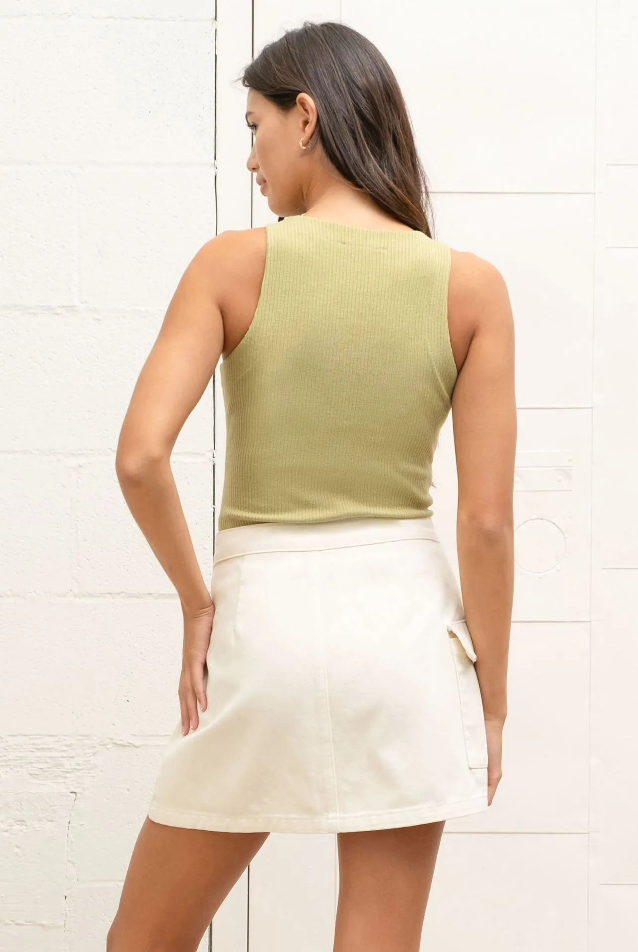 Ashley Ribbed Tank (Olive)