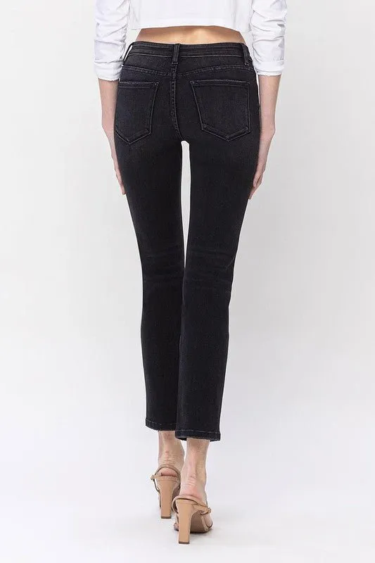 Black Mid Rise Straight Jeans