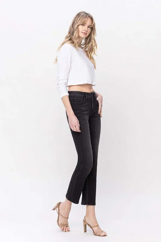 Black Mid Rise Straight Jeans