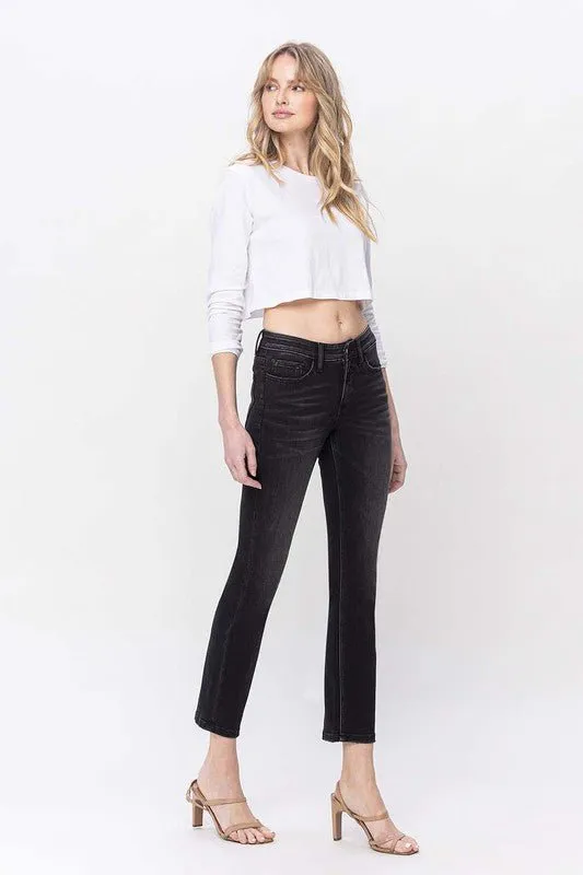 Black Mid Rise Straight Jeans