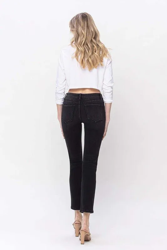Black Mid Rise Straight Jeans