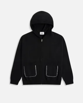 Blanket stitch Knit Zip Hoodie