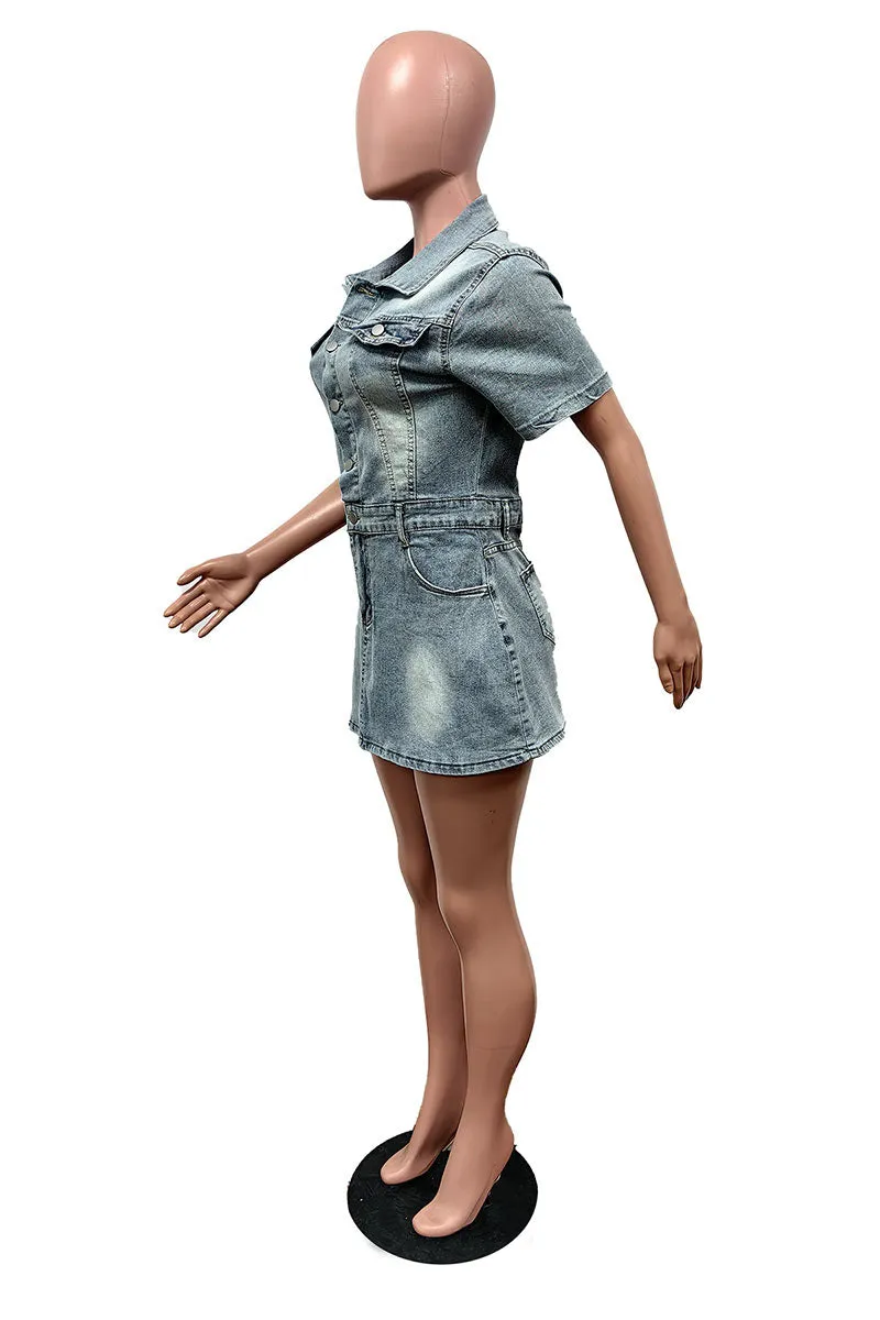 BM0399 Stretch Denim Short Dress