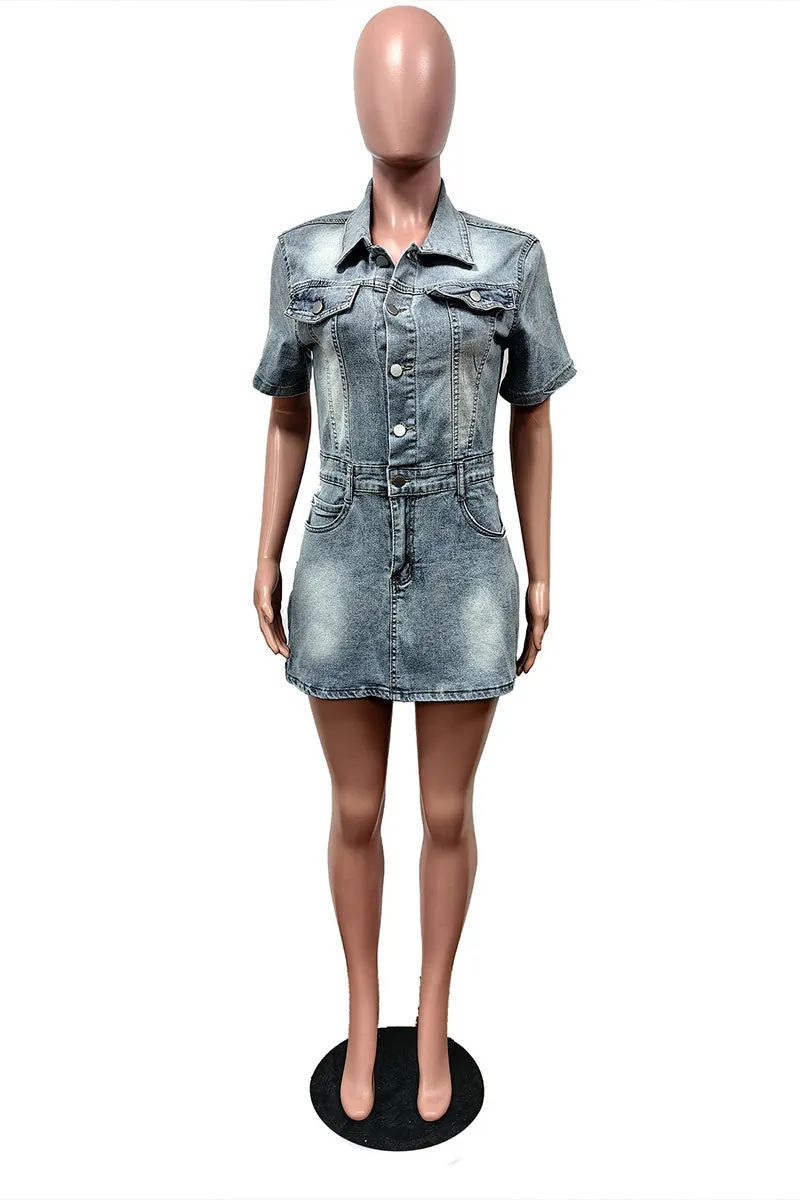BM0399 Stretch Denim Short Dress