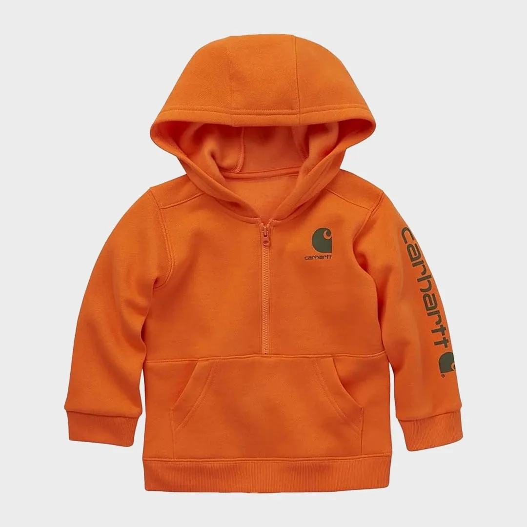 Boys Orange Carhartt 1/4 Zip Hoodie