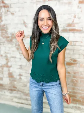 BrookAnne Laser Cut Embroidered Sweater Top - FINAL SALE