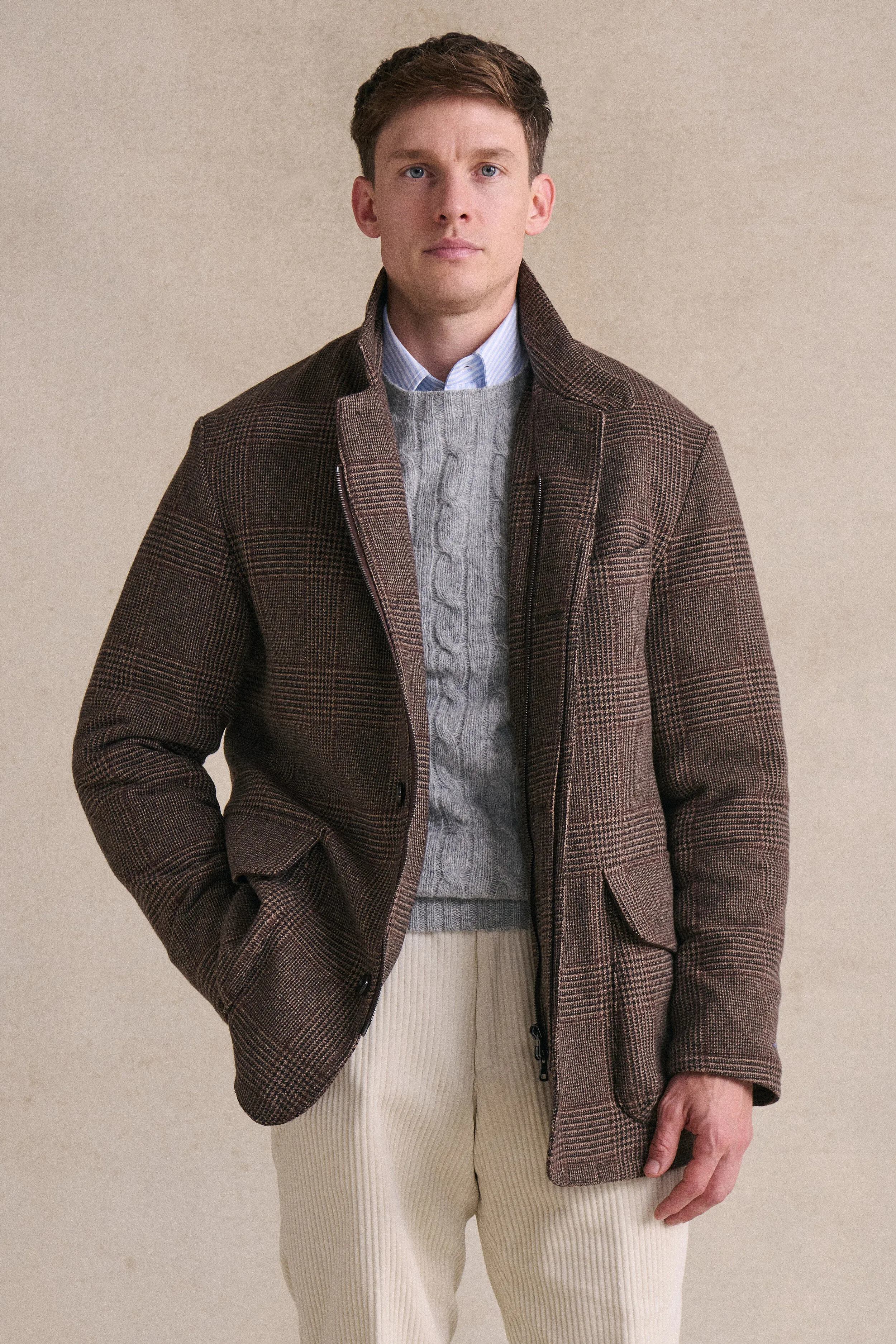 Brown Check Field Coat