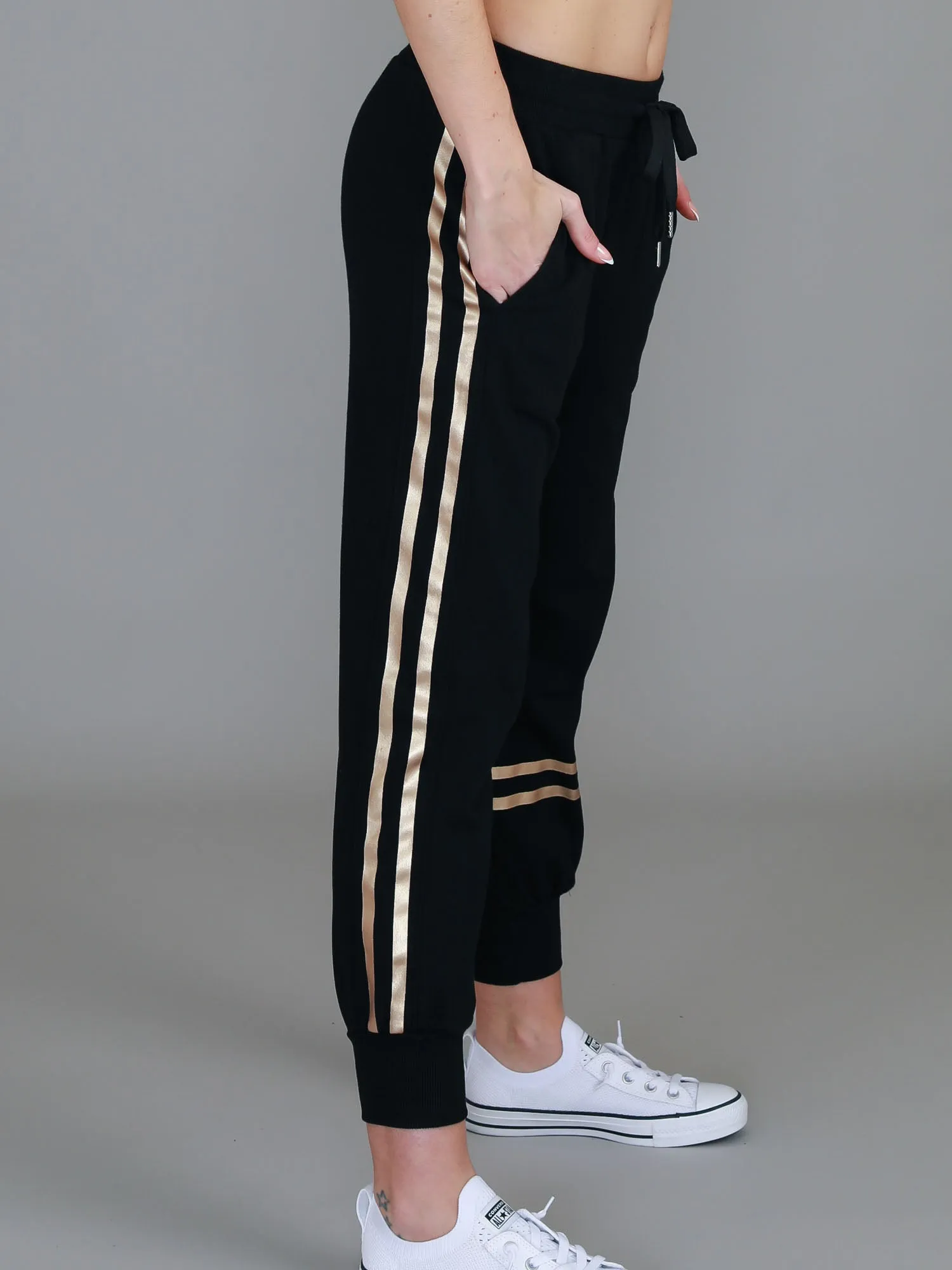Charlise Gold Side Stripe Sweatpants