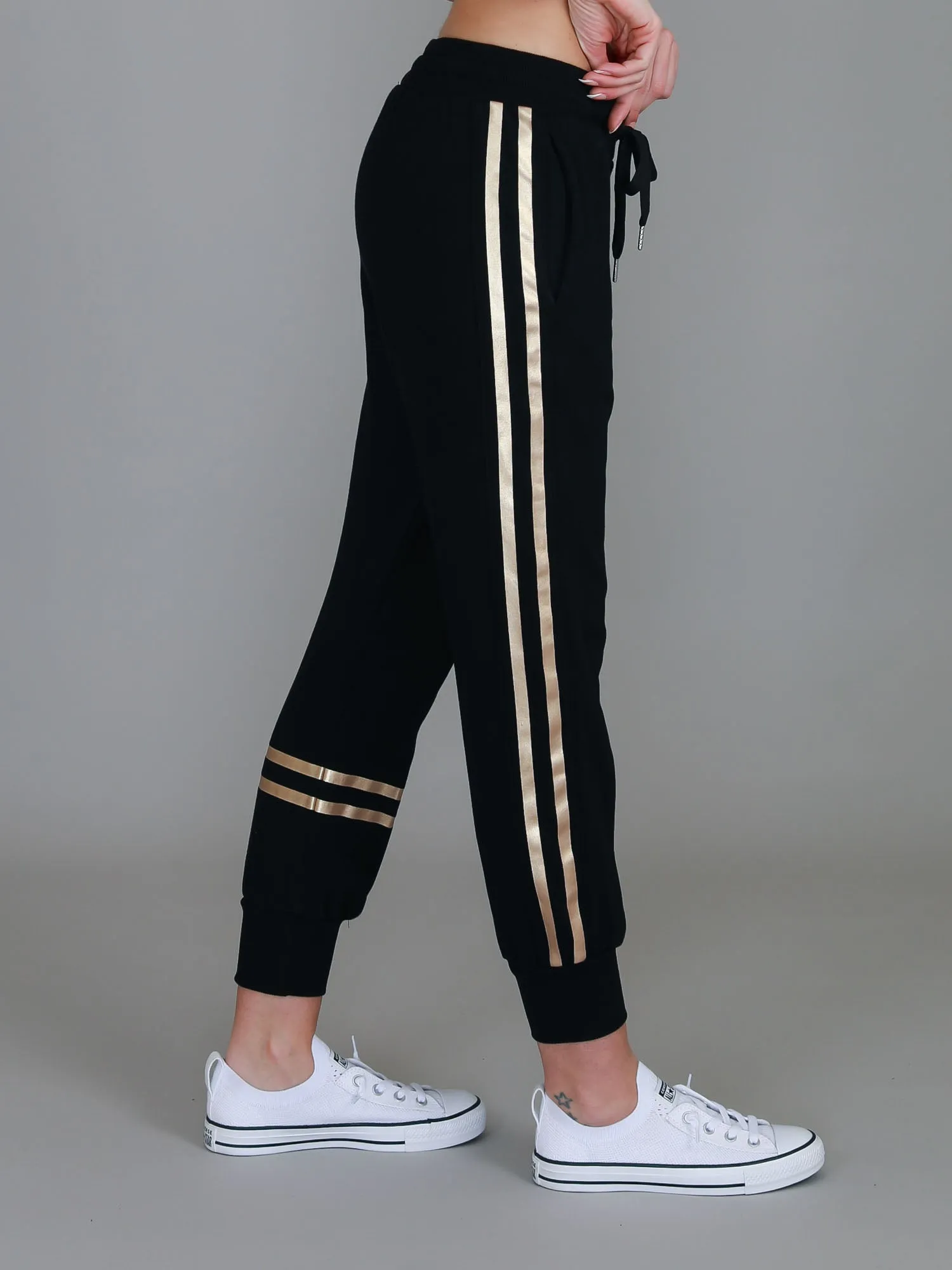 Charlise Gold Side Stripe Sweatpants