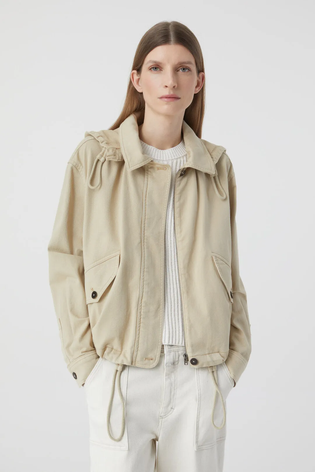 CLOSED WOMENS CROPPED JACKET - REED BEIGE