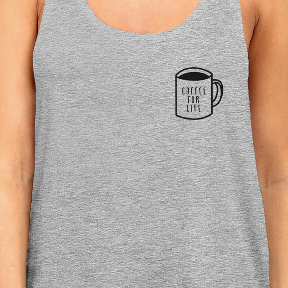 Coffee For Life Womens Grey  Sleeveless Tank Top For Coffee Lover