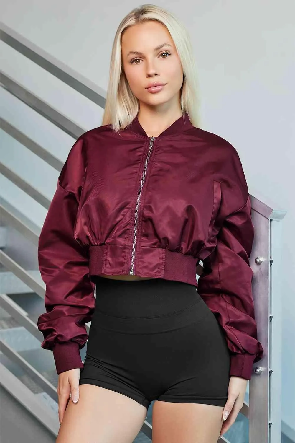 Cold Day Chic Cropped Zip Up Jacket