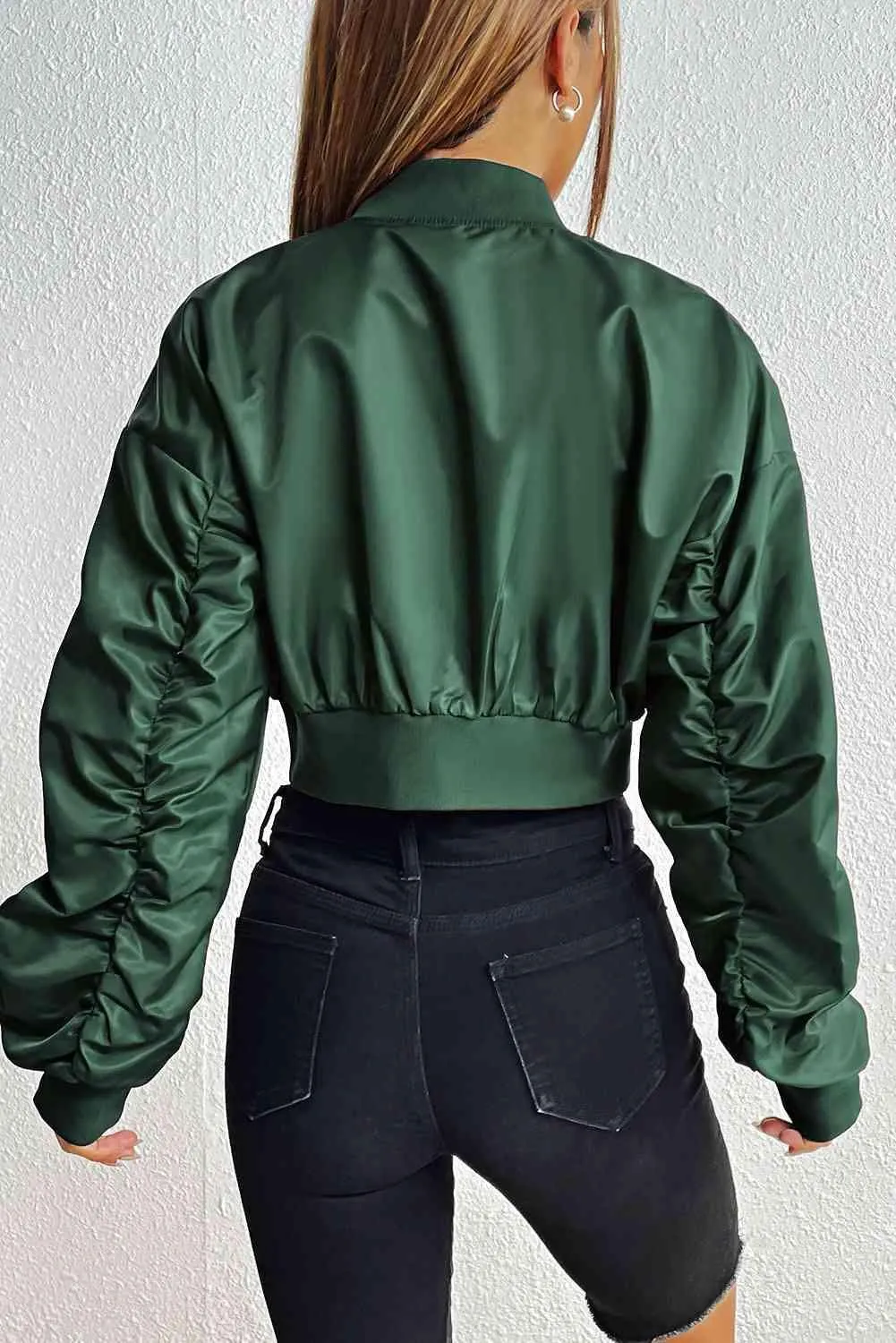 Cold Day Chic Cropped Zip Up Jacket