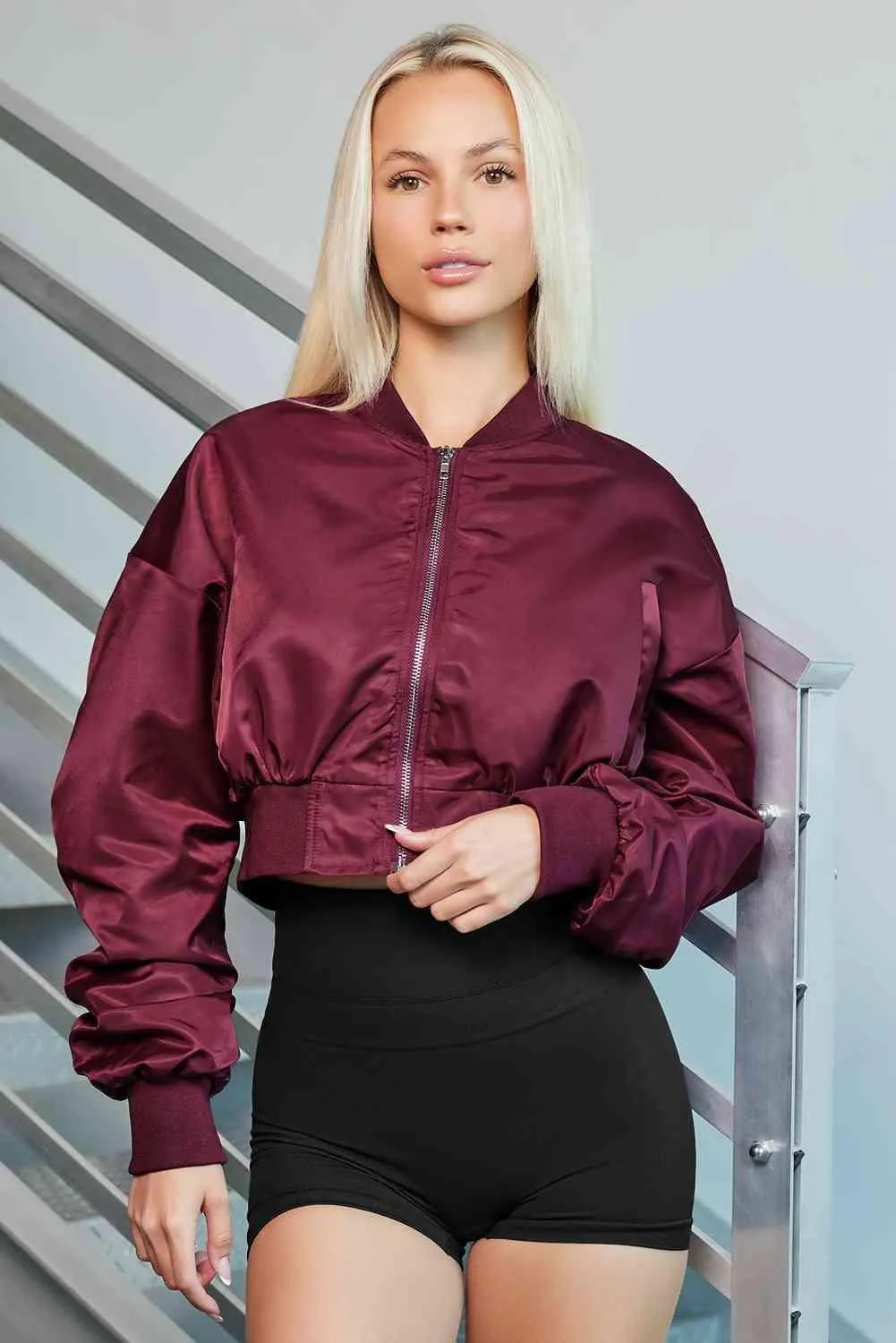 Cold Day Chic Cropped Zip Up Jacket