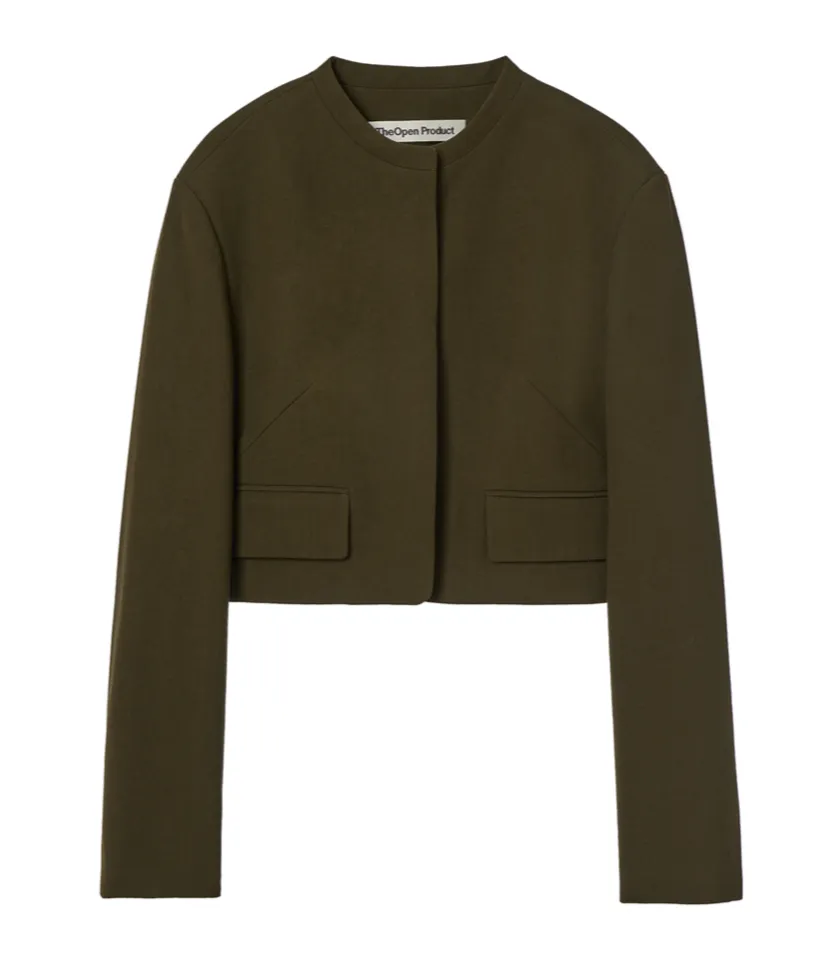 COLLARLESS CROPPED JACKET