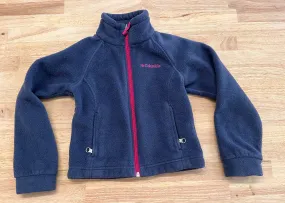 Columbia Fleece Jacket – Size 4/5 (Navy with Pink Zipper, Great Used Condition)