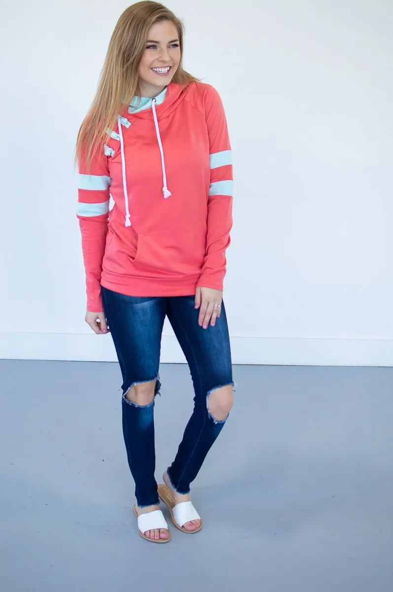 Coral Summer Varsity Hoodie