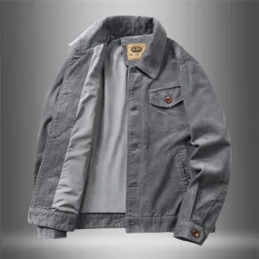 Corduroy Varsity Jacket Autumn Winter Coat Men's Fleece Jacket Retro Short Overalls Berber Fleece Coat
