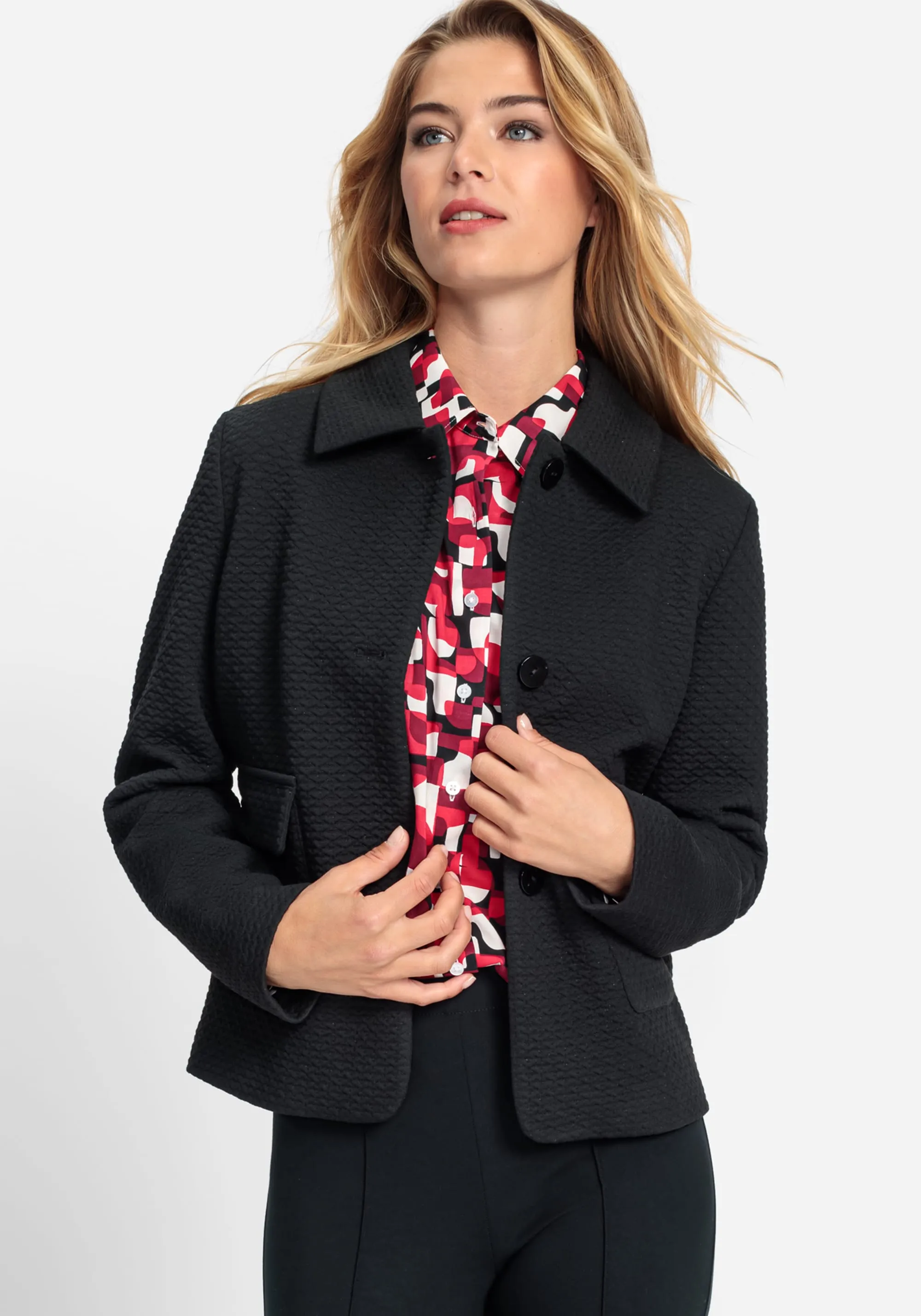 Cropped Jacket with Allover Texture
