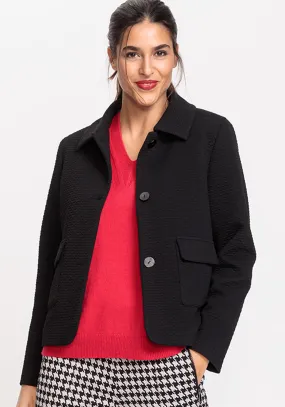Cropped Jacket with Allover Texture