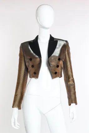 Cropped Lamé Tuxedo Jacket