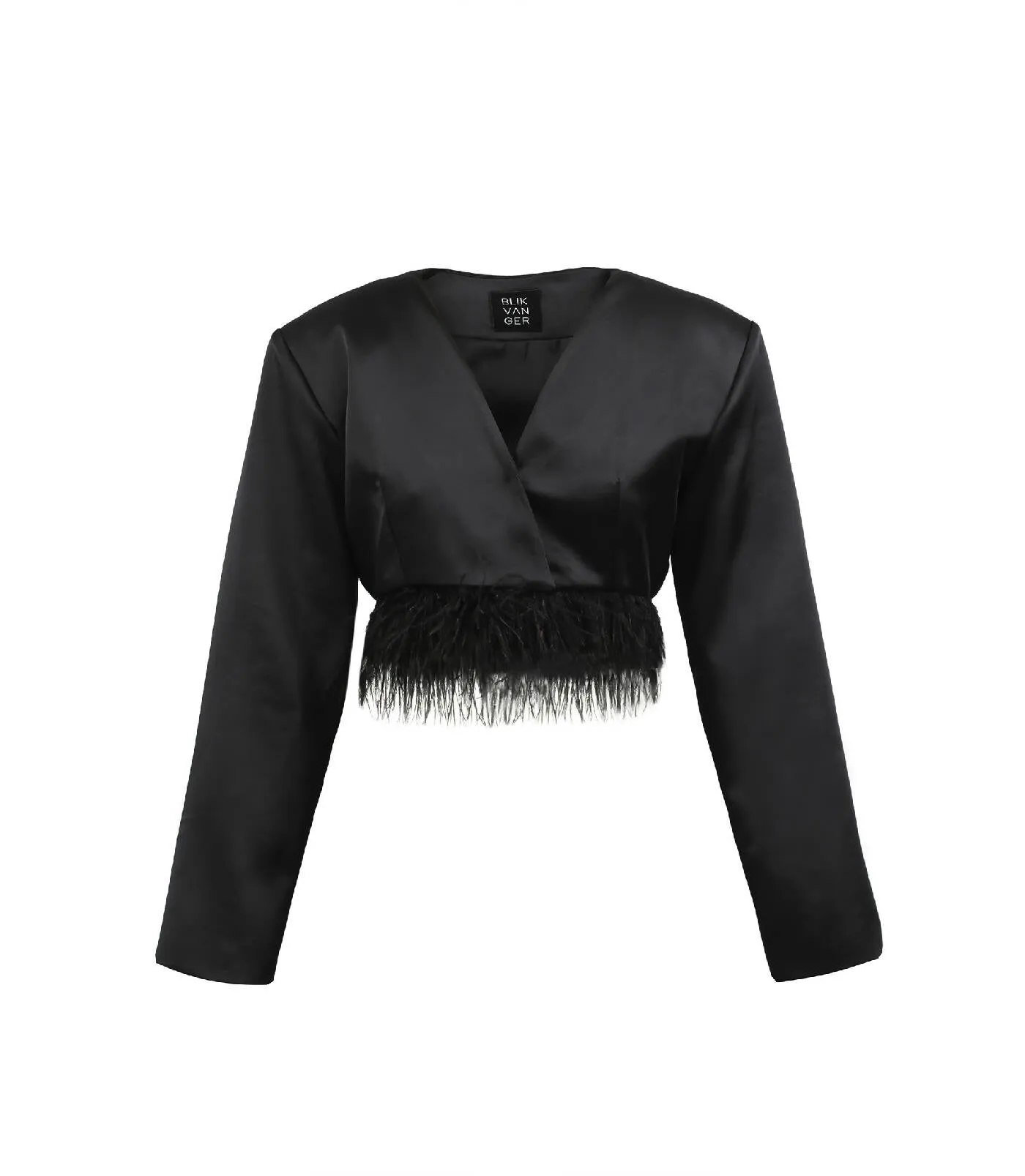 Cropped satin blazer