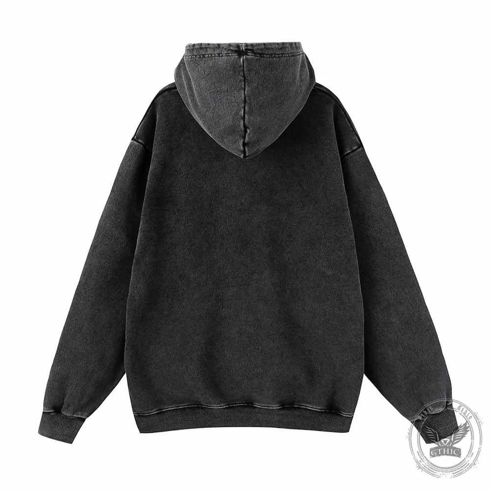 Deadlift Skeleton Barbell Tarot Vintage Washed Hoodie
