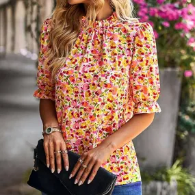 Ditsy Floral Ruffled Neck Blouse