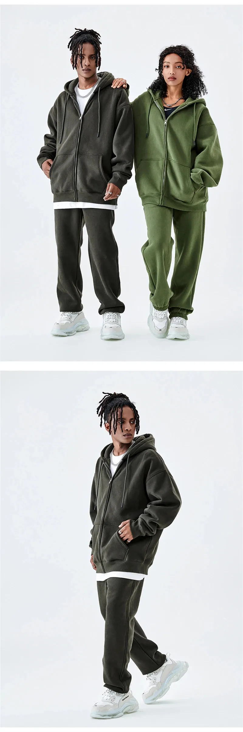 Fall winter Zipper Hoodies Loose fit 350gsm