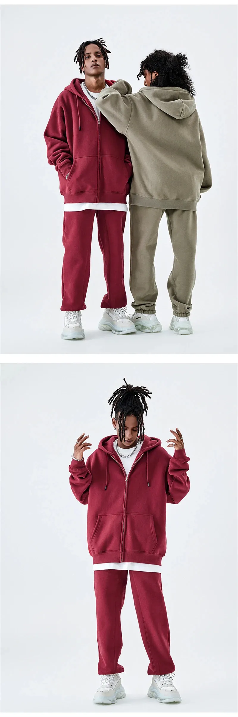 Fall winter Zipper Hoodies Loose fit 350gsm
