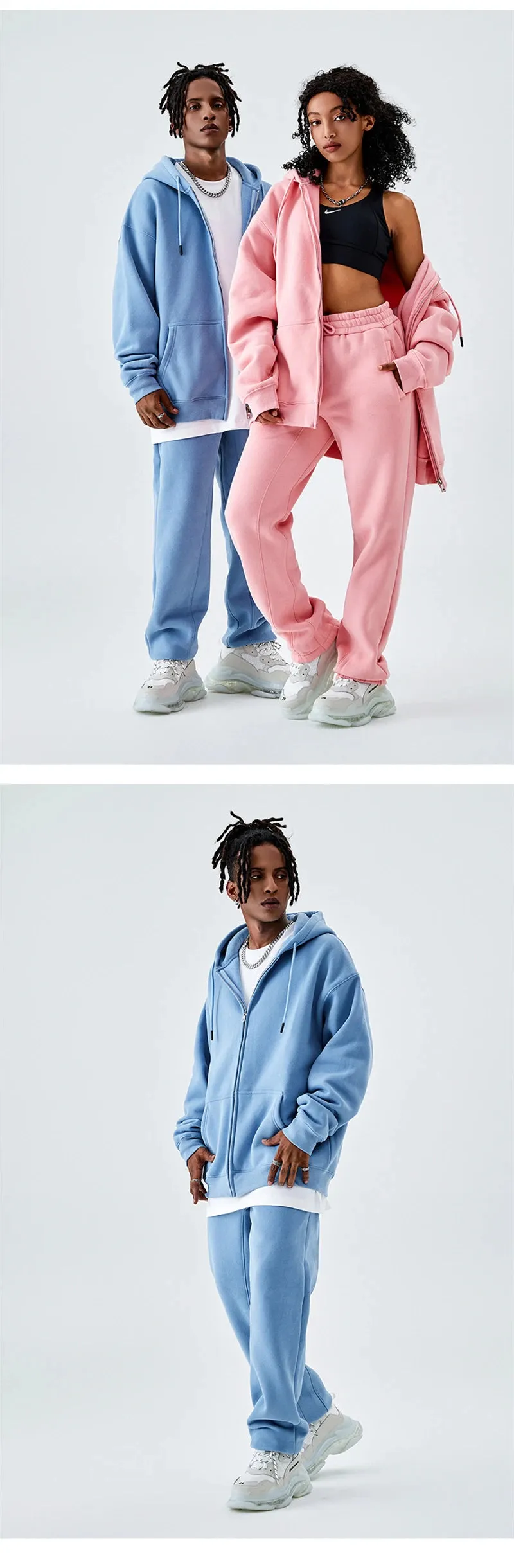 Fall winter Zipper Hoodies Loose fit 350gsm