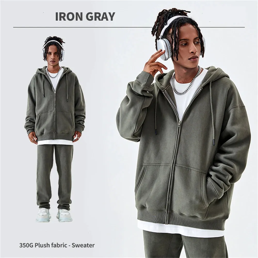 Fall winter Zipper Hoodies Loose fit 350gsm
