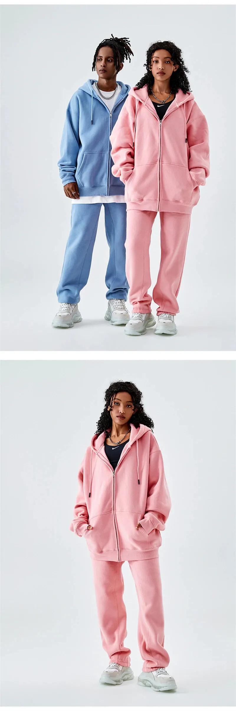 Fall winter Zipper Hoodies Loose fit 350gsm
