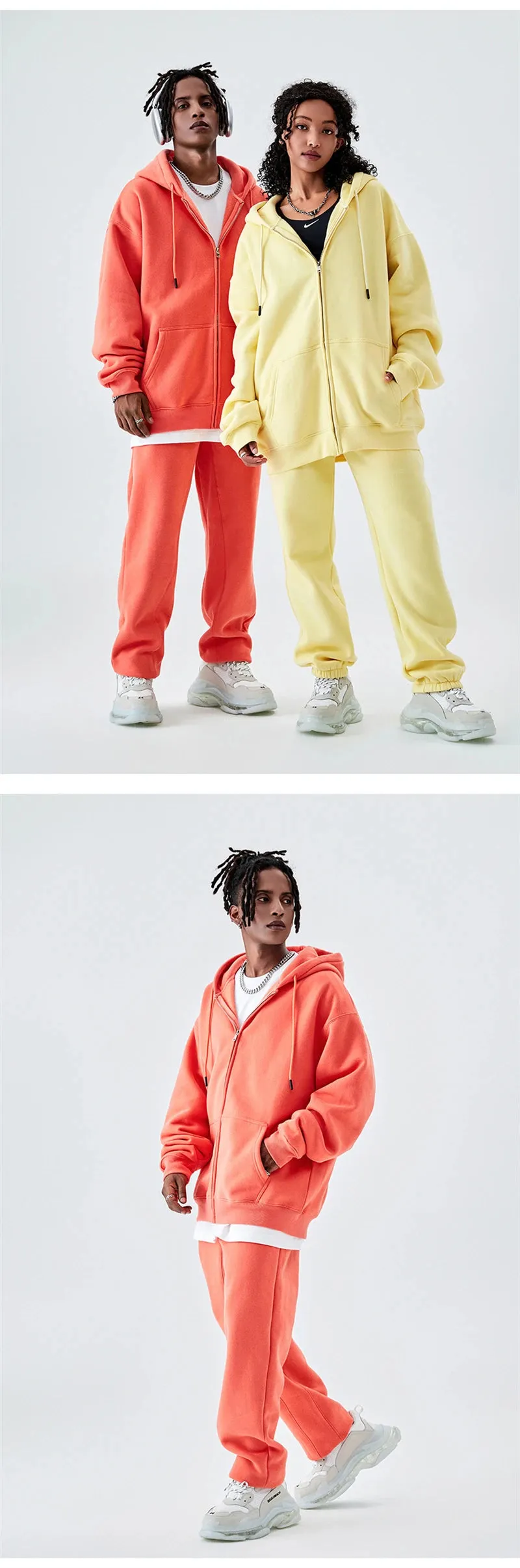 Fall winter Zipper Hoodies Loose fit 350gsm
