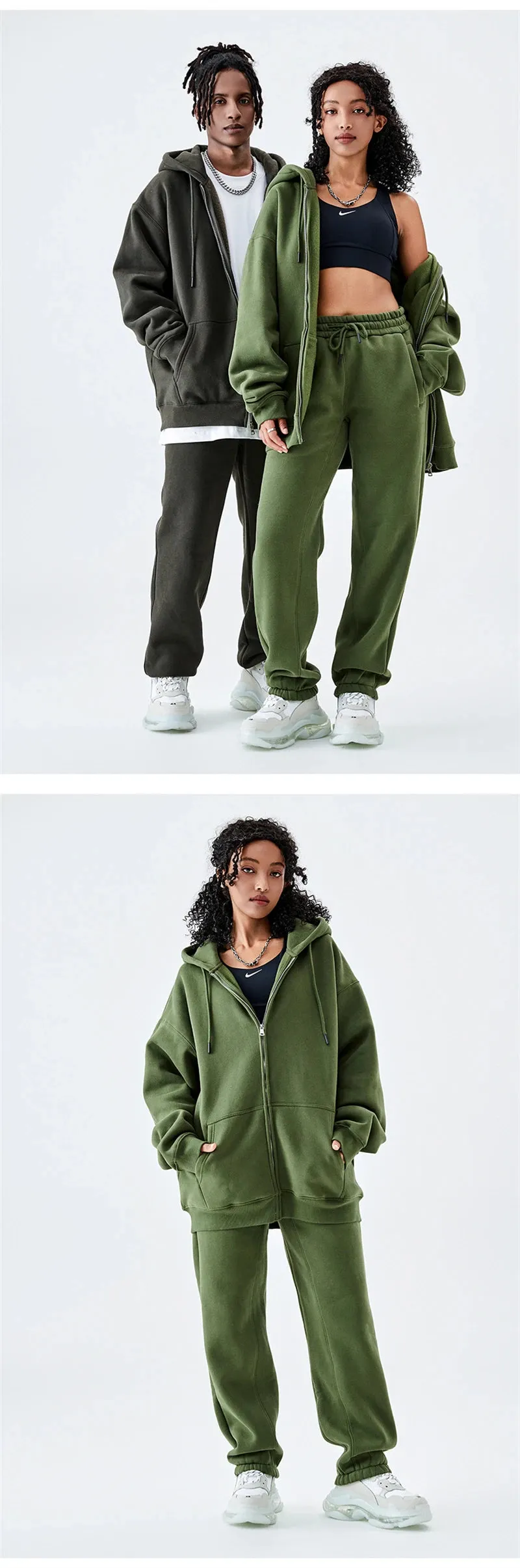 Fall winter Zipper Hoodies Loose fit 350gsm