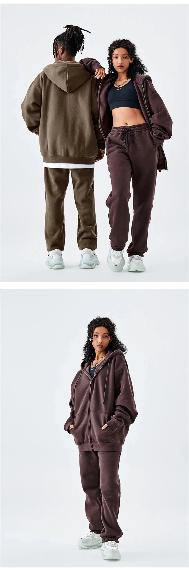 Fall winter Zipper Hoodies Loose fit 350gsm