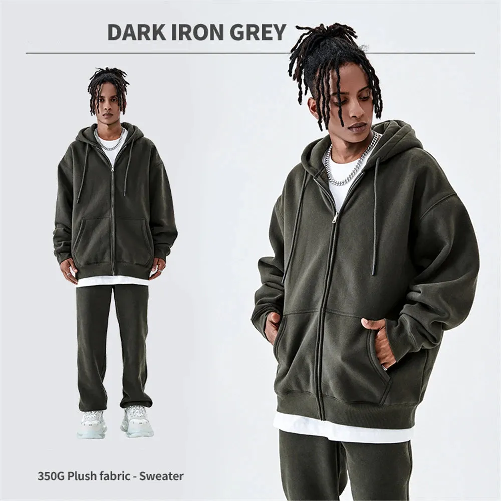 Fall winter Zipper Hoodies Loose fit 350gsm