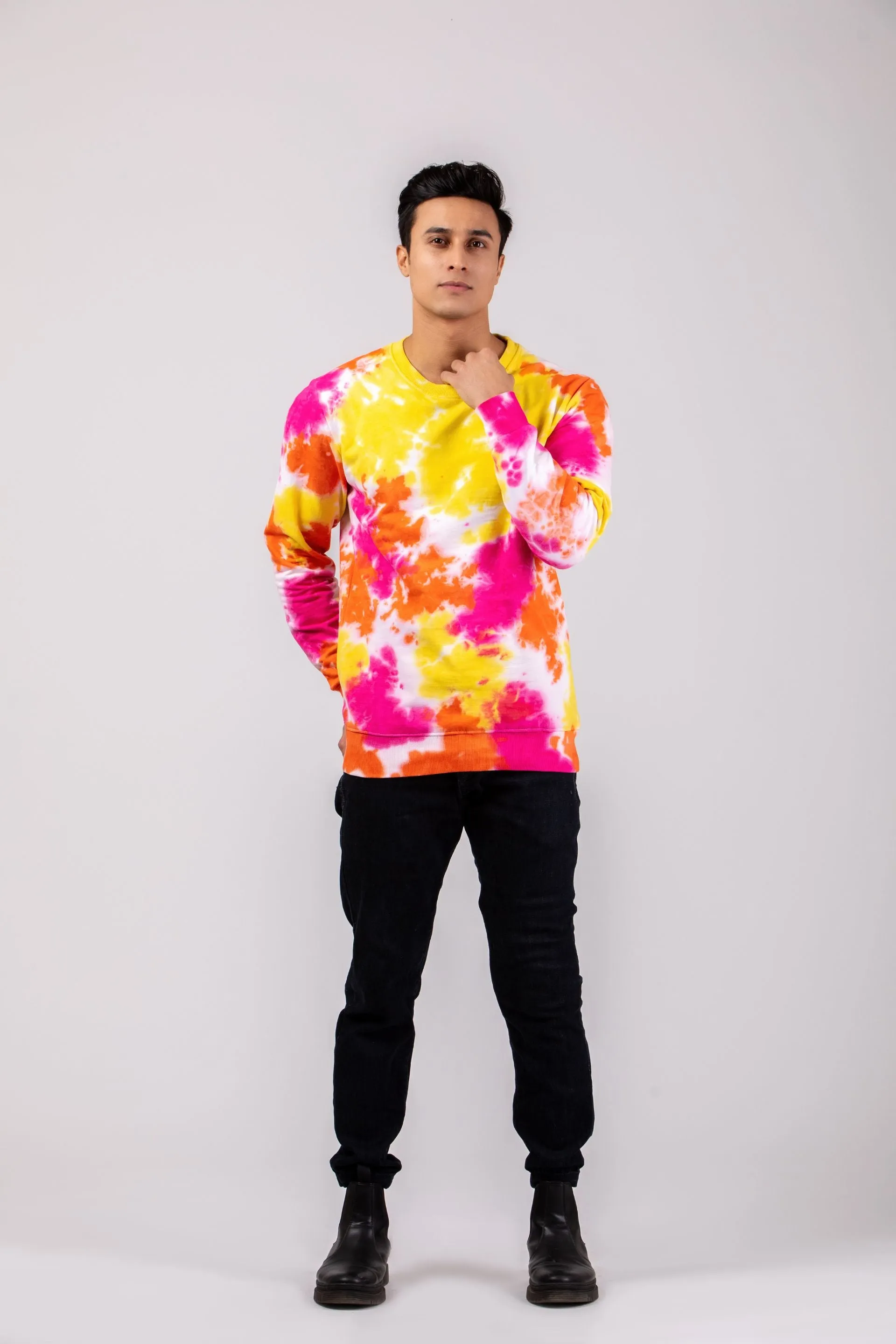 Firangi Yarn Combed Cotton Tie&Dye du noir Sweatshirt